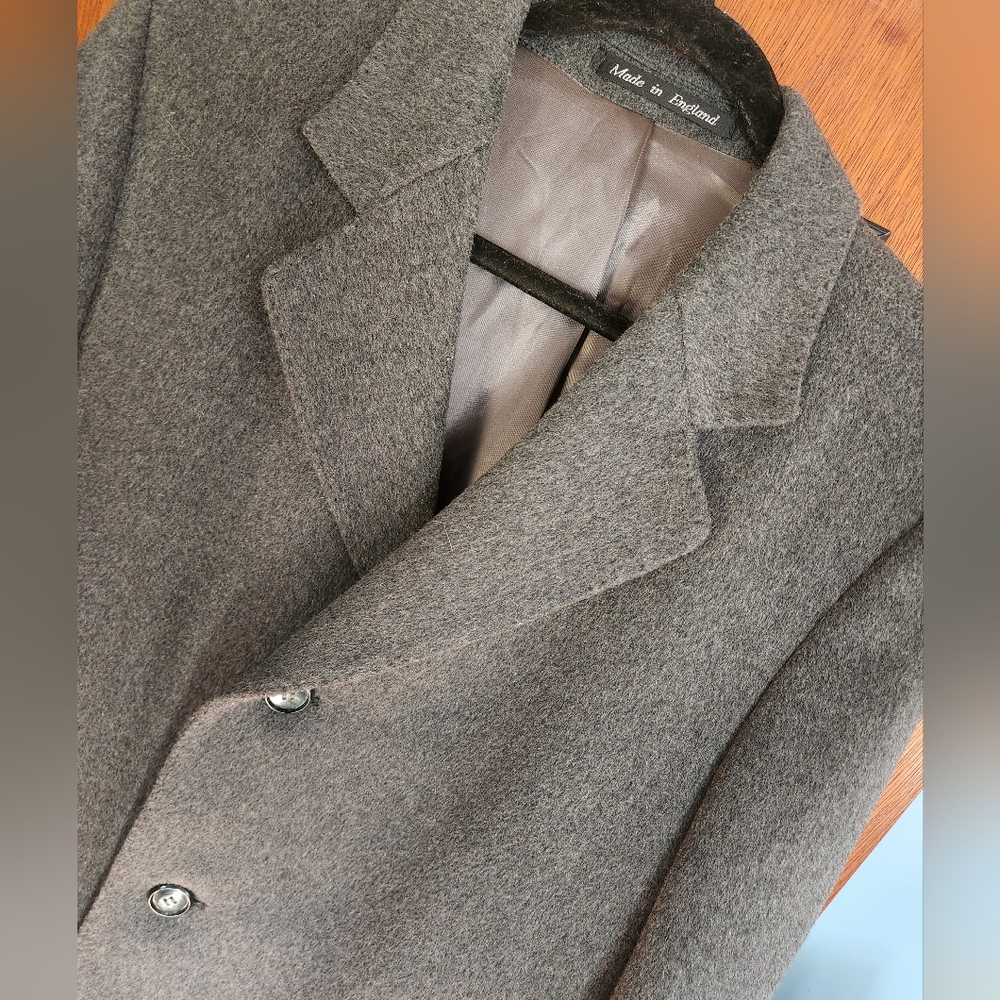 Mens wool knee-length trench coat